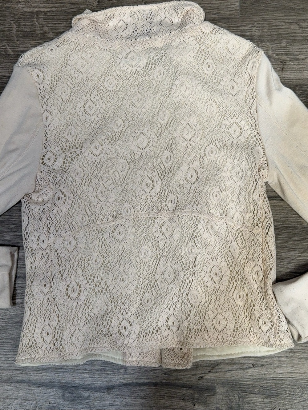 Vintage Havana Blush Lace Zip-Up Jacket Crochet Floral Size M Boho Chic - Picture 10 of 12